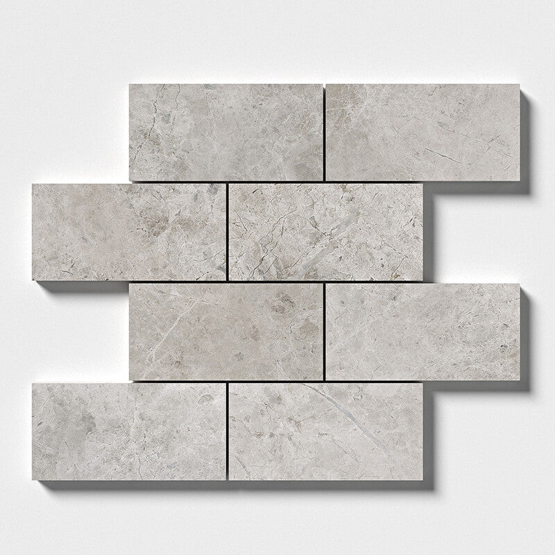 SILVER CLOUDS : Rectangle Field Tile (polished | 2"x5"x3/4" | straight cut)