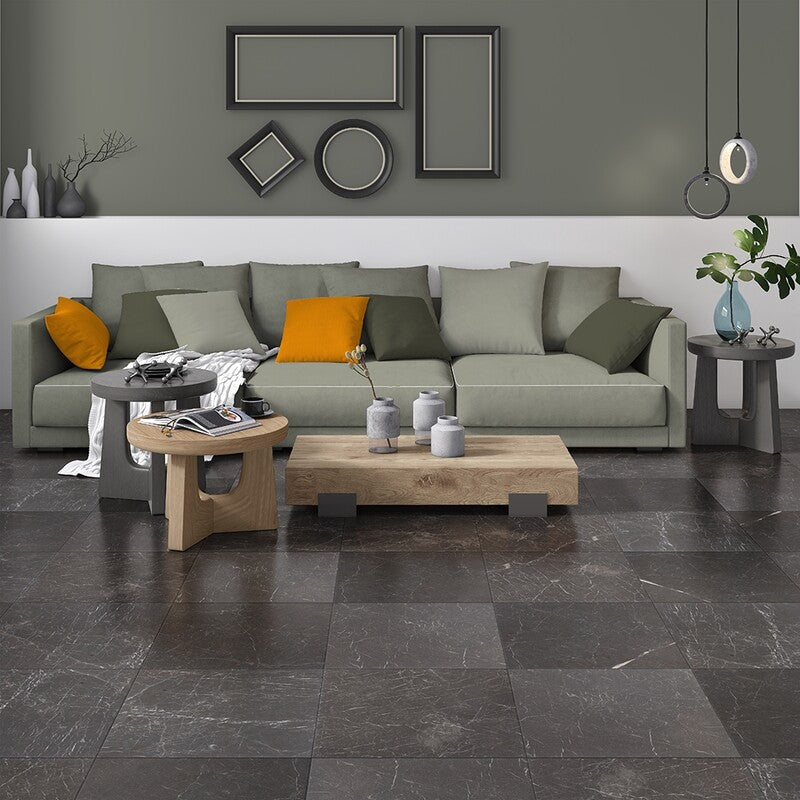 IRIS BLACK : Square Field Tile (brushed | 16"x16"x1/2" | chiseled)