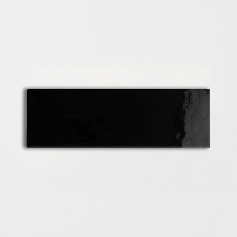 STATUS CERAMIC: Black Rectangle Field Tile (glossy | 3"x9"x3/8" | beveled)