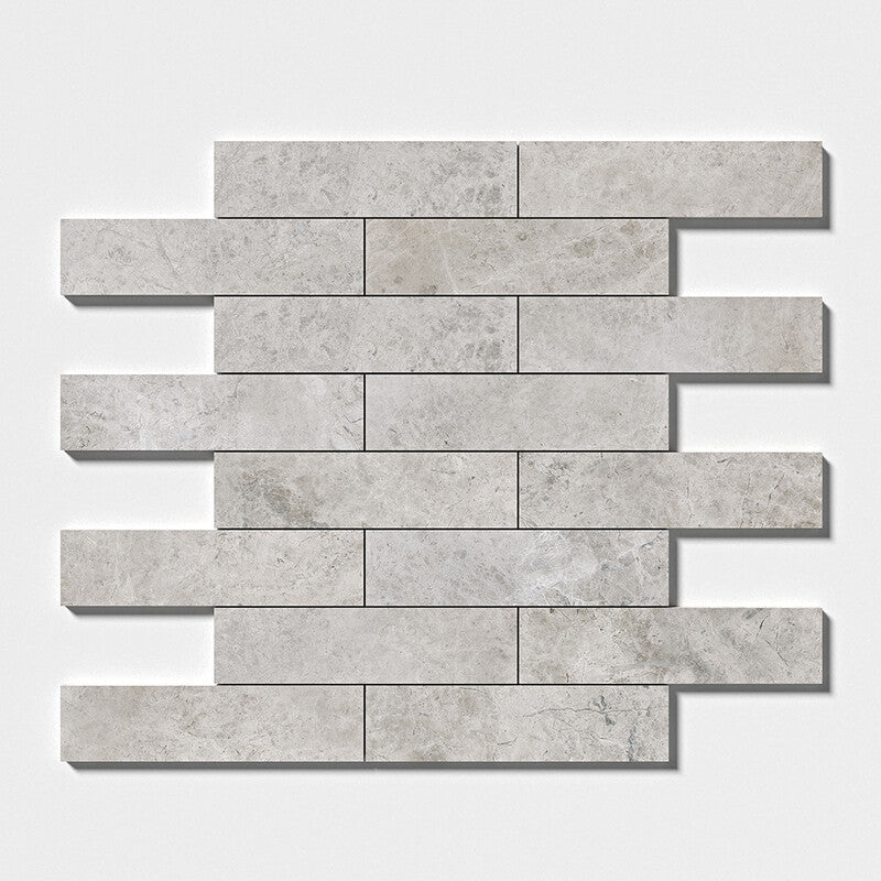 SILVER CLOUDS : Rectangle Field Tile (polished | 3"x12"x1/2" | straight cut)