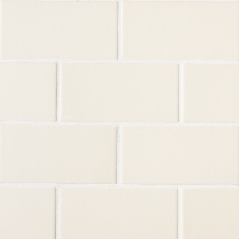 STATUS CERAMIC: Ivory Rectangle Field Tile (matte | 3"x6"x3/8" | beveled)