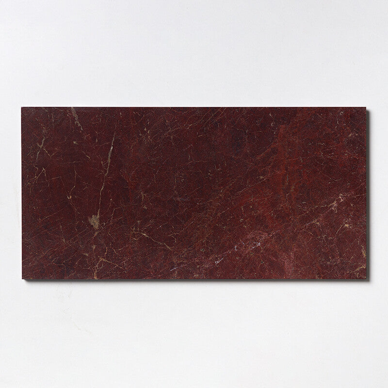 NATURAL REFLECTIONS : Red Bordeaux Marble Rectangle Field Tile (polished | 12"x24"x1/2" | straight cut)