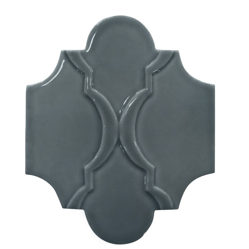 BREATHE MORESQUE: Indigo Arabesquette Field Deco Tile (glossy | 6"x8"x3/8" | round)