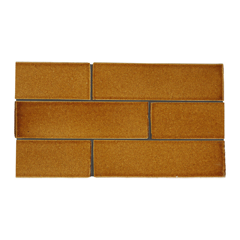 TEMPLE BRICK: Pumpkin Field Rectangle Field Tile (gloss | 2"x7"x1/8" | straight cut)