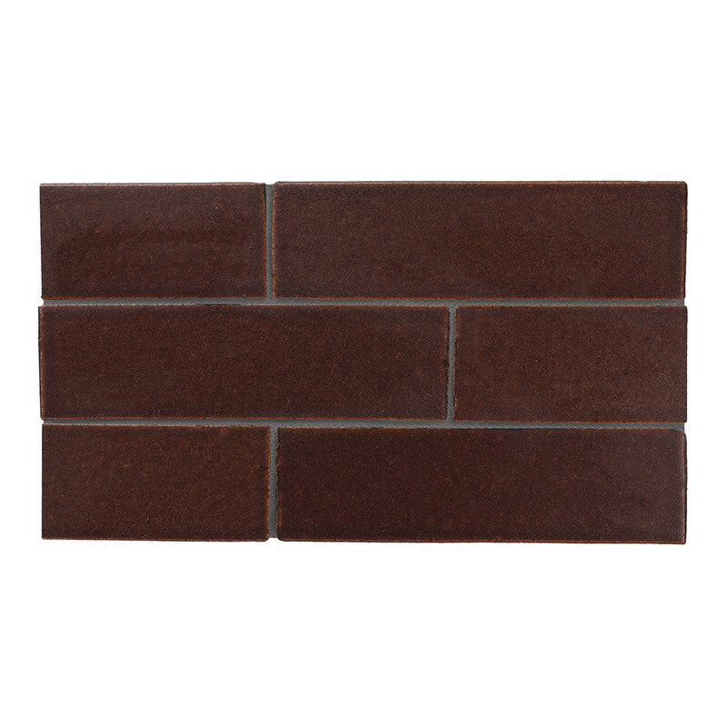 TEMPLE BRICK: Negro Rosa Rectangle Field Tile (leather | 2"x7"x1/8" | straight cut)