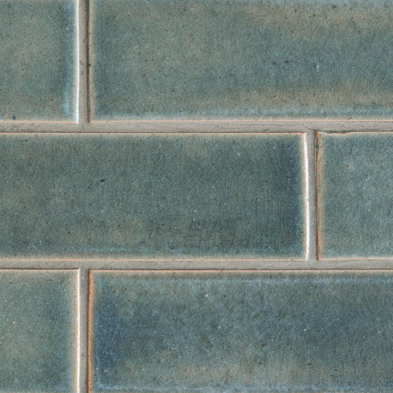 TEMPLE BRICK: Aqua Marine Rectangle Field Tile (leather | 2"x7"x1/8" | straight cut)