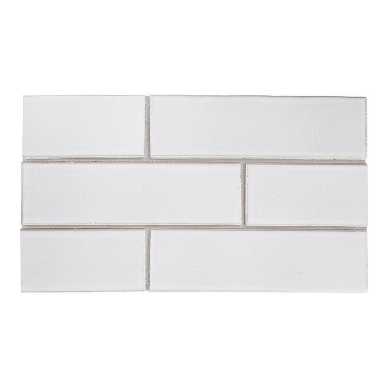 TEMPLE BRICK: White Brick Rectangle Field Tile (gloss | 2"x7"x1/8" | straight cut)