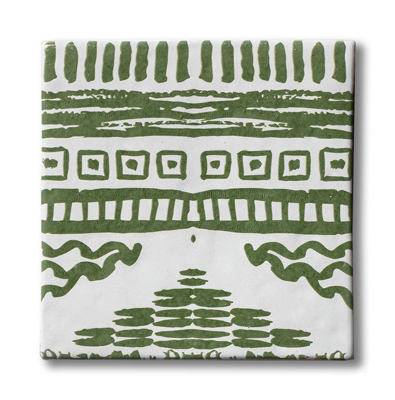 ANTIQUE: Batik 1 Glazed Terracotta Field Deco Tile (6"x6"x1/2" | glossy)