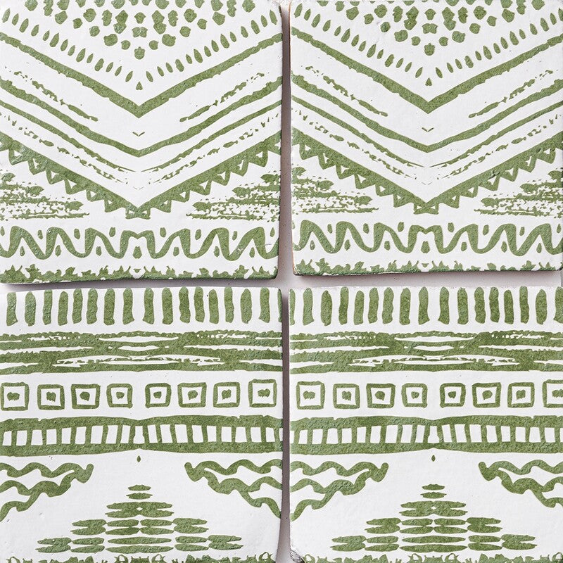 ANTIQUE: Batik 1 Glazed Terracotta Field Deco Tile (6"x6"x1/2" | glossy)