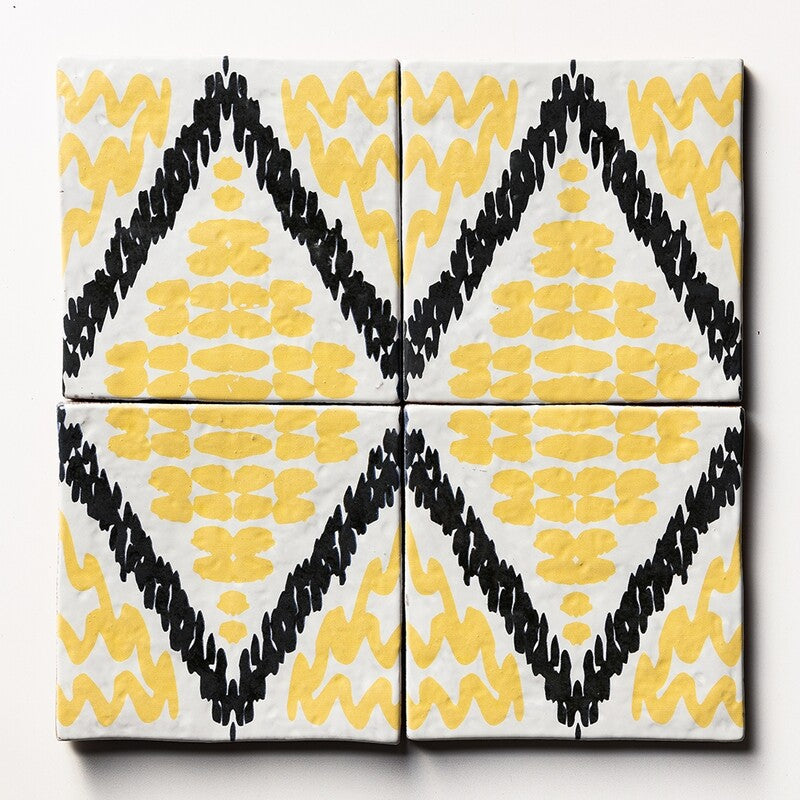 ANTIQUE: Batik 2 Glazed Terracotta Field Deco Tile (6"x6"x1/2" | glossy)