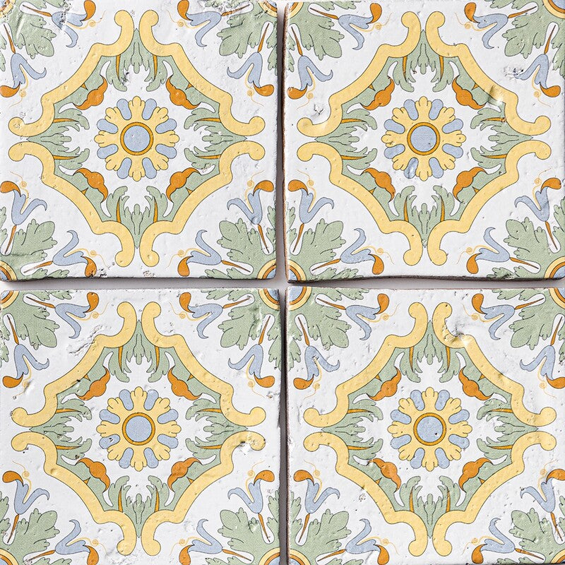 ANTIQUE: Sintra 5 Glazed Terracotta Field Deco Tile (6"x6"x1/2" | glossy)