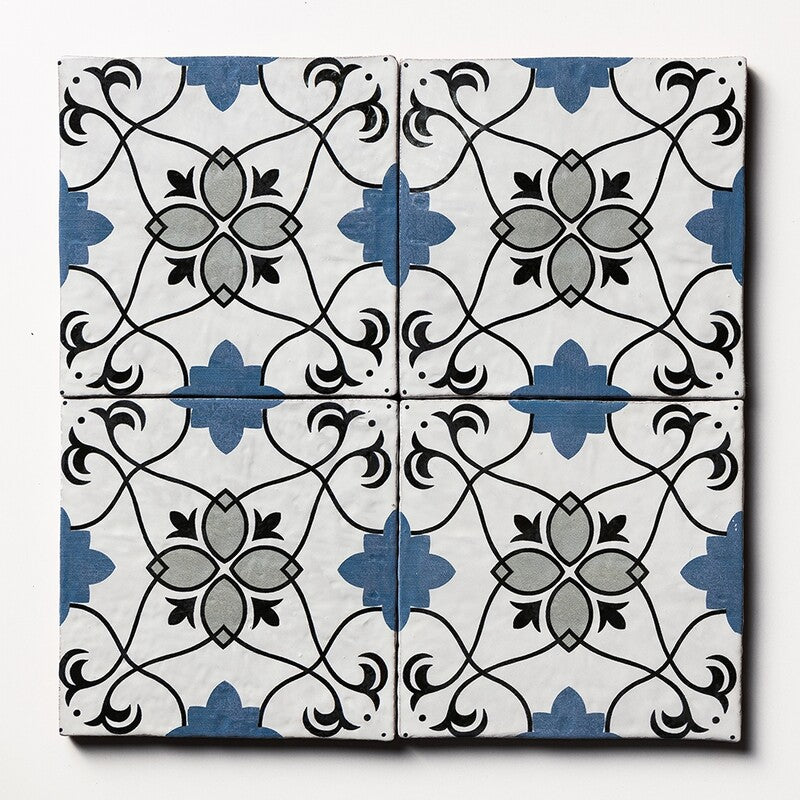ANTIQUE: Sintra 6 Glazed Terracotta Field Deco Tile (6"x6"x1/2" | glossy)