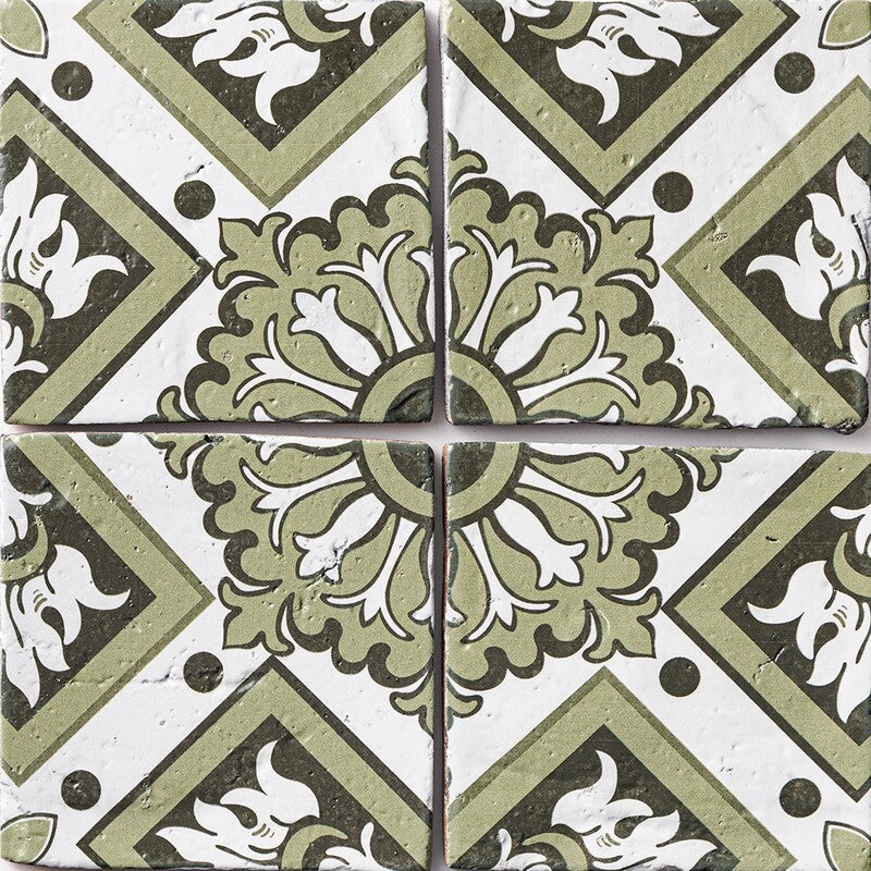 ANTIQUE: Palena 1 Glazed Terracotta Field Deco Tile (6"x6"x1/2" | glossy)