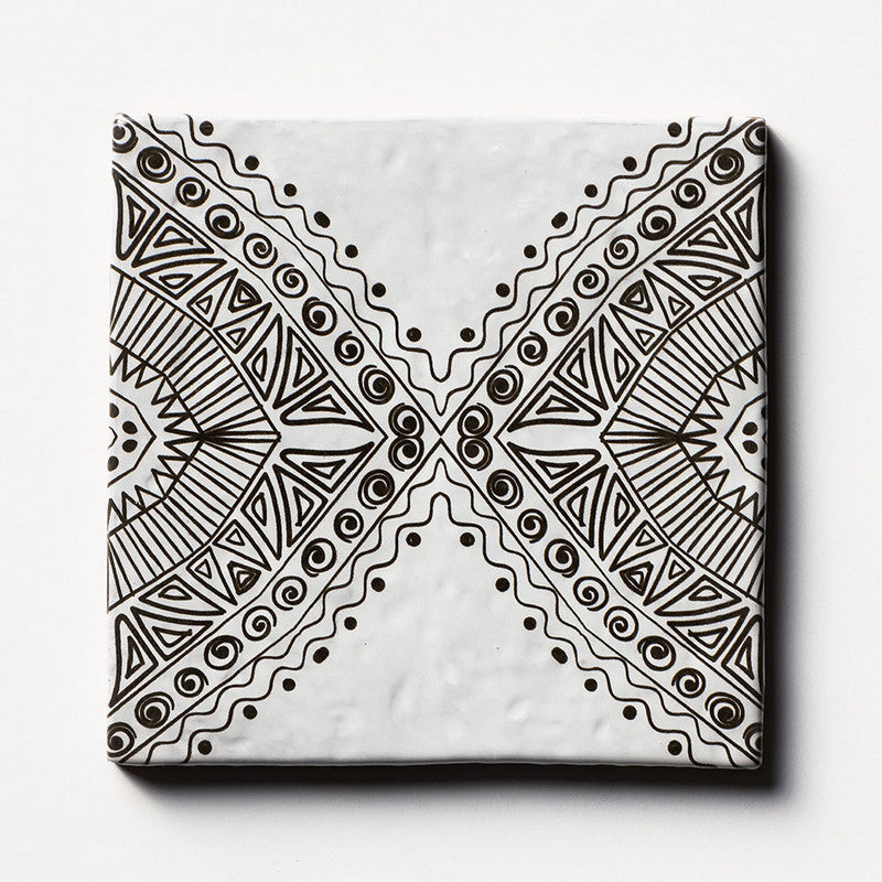 ANTIQUE: Bavi 3 Glazed Terracotta Field Deco Tile (6"x6"x1/2" | glossy)