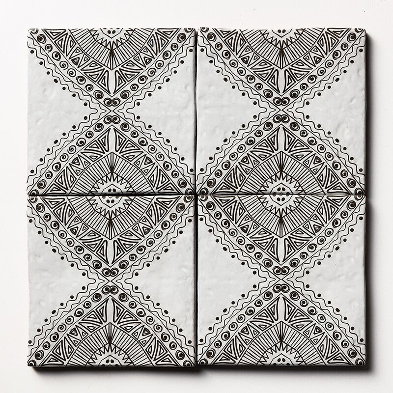 ANTIQUE: Bavi 3 Glazed Terracotta Field Deco Tile (6"x6"x1/2" | glossy)