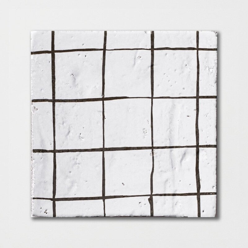 ANTIQUE: Zuni 5 Glazed Terracotta Field Deco Tile (6"x6"x1/2" | glossy)
