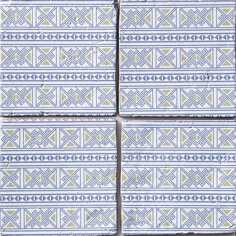 ANTIQUE: Batik 3 Glazed Terracotta Field Deco Tile (6"x6"x1/2" | glossy)