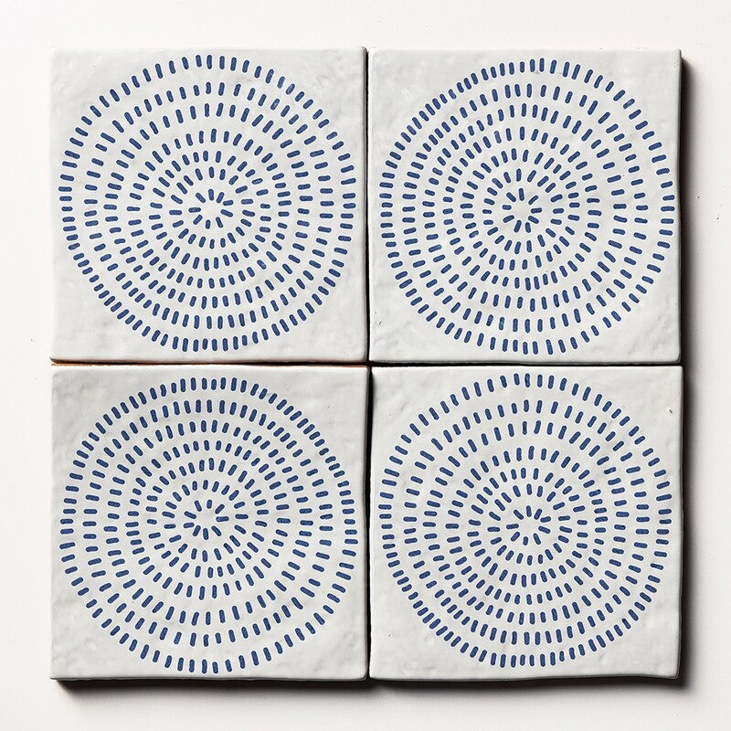 ANTIQUE: Batik 5 Glazed Terracotta Field Deco Tile (6"x6"x1/2" | glossy)