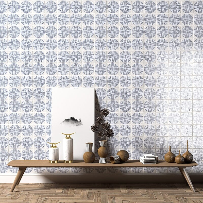 ANTIQUE: Batik 5 Glazed Terracotta Field Deco Tile (6"x6"x1/2" | glossy)