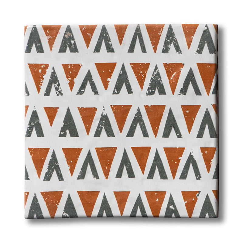 ANTIQUE: Zuni 2 Glazed Terracotta Field Deco Tile (6"x6"x1/2" | glossy)