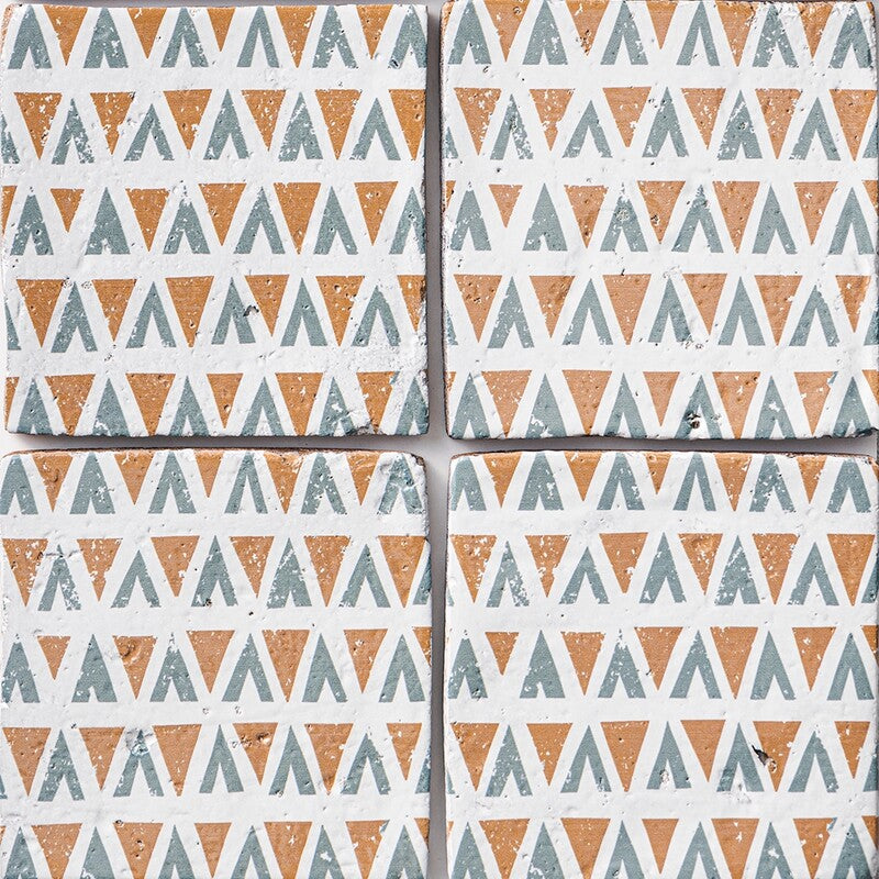 ANTIQUE: Zuni 2 Glazed Terracotta Field Deco Tile (6"x6"x1/2" | glossy)