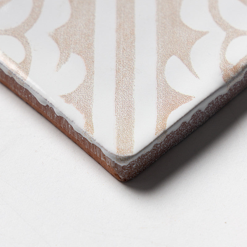ANTIQUED MALLORCA: Vintage Linen Manorca Glazed Terracotta Field Deco Tile (6"x6"x3/8" | glossy)