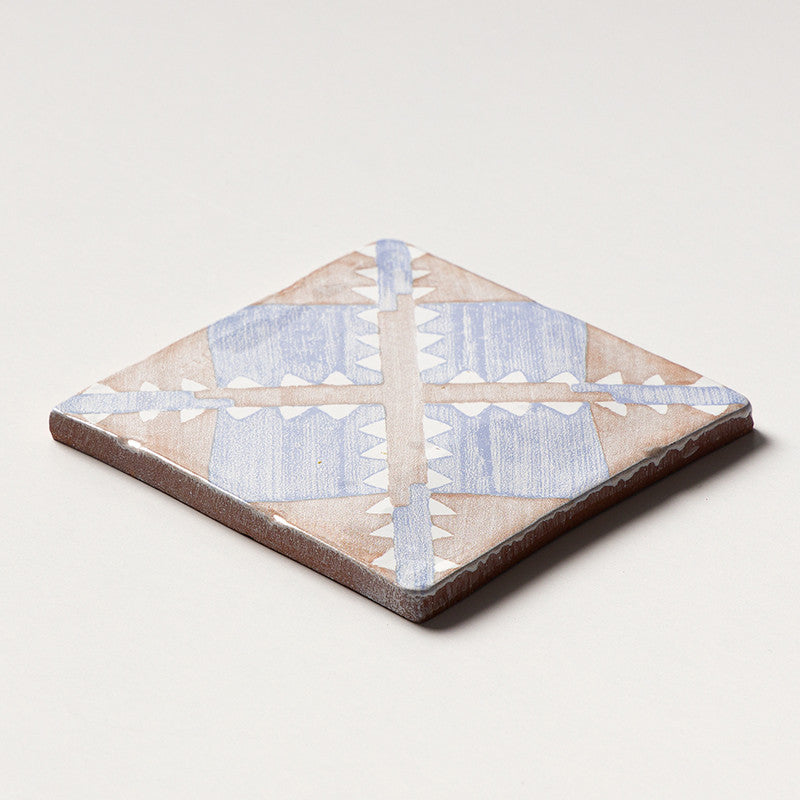 ANTIQUED MALLORCA: Vintage Linen Manta Glazed Terracotta Field Deco Tile (6"x6"x3/8" | glossy)