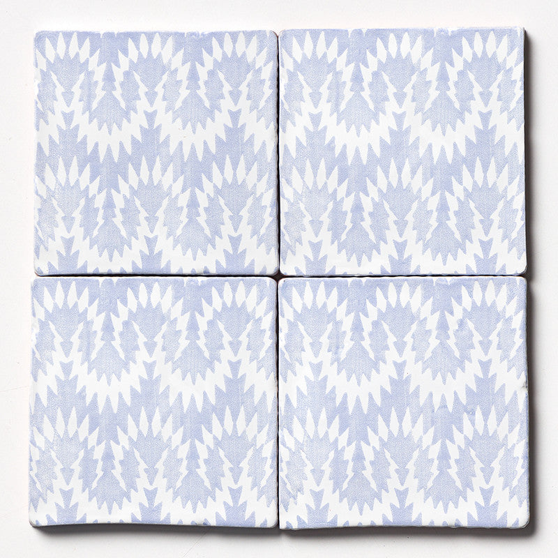 ANTIQUED MALLORCA: Indigo Wash Flama Glazed Terracotta Field Deco Tile (6"x6"x3/8" | glossy)