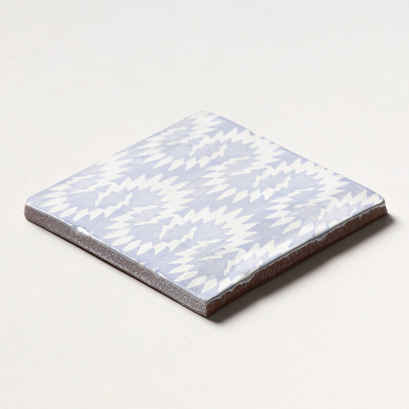 ANTIQUED MALLORCA: Indigo Wash Flama Glazed Terracotta Field Deco Tile (6"x6"x3/8" | glossy)
