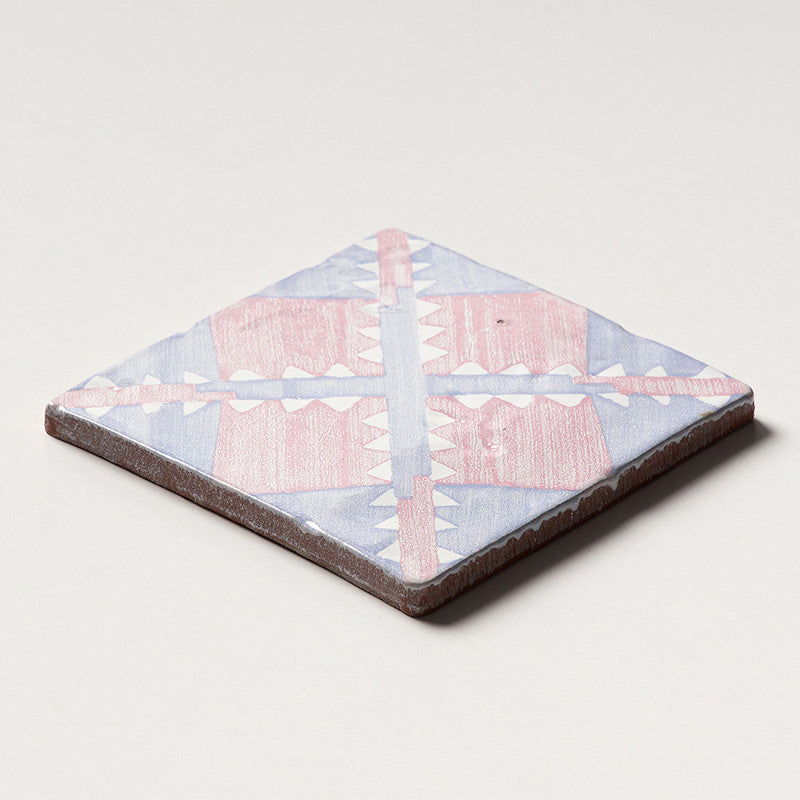 ANTIQUED MALLORCA: Indigo Wash Manta Glazed Terracotta Field Deco Tile (6"x6"x3/8" | glossy)