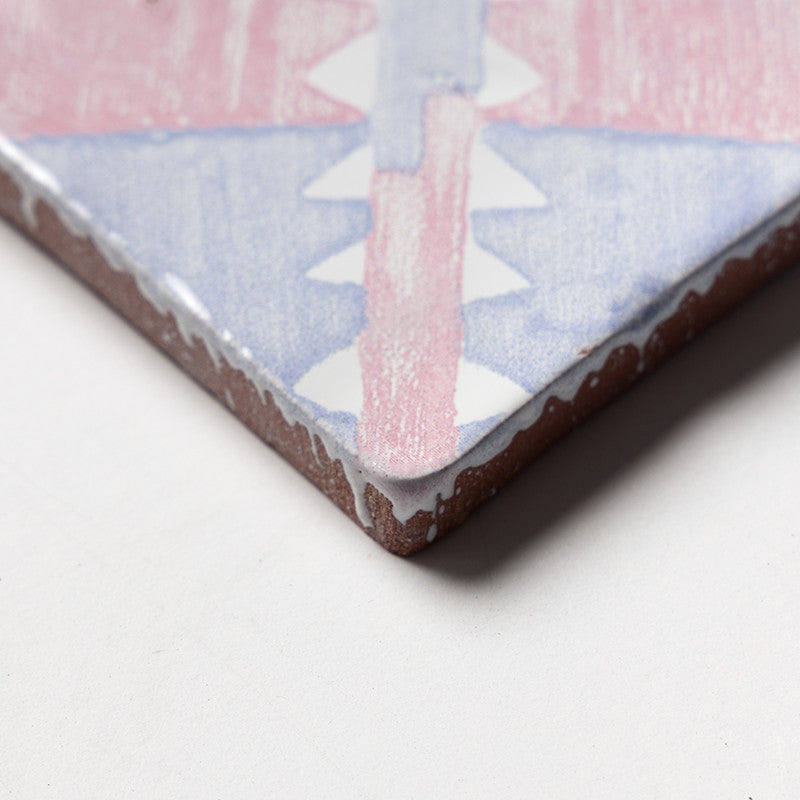 ANTIQUED MALLORCA: Indigo Wash Manta Glazed Terracotta Field Deco Tile (6"x6"x3/8" | glossy)