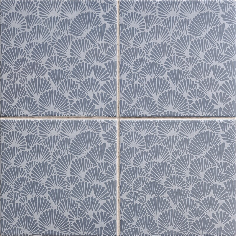 SEASIDE CERAMIC: Slate Grey Layered Coral Field Deco Tile (glossy | 6"x6"x3/8" | beveled)