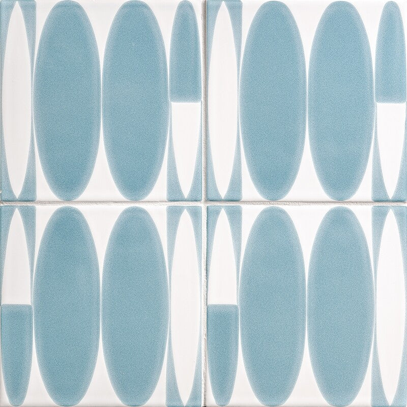 SEASIDE CERAMIC: Gidget Boards Surfs Up Field Deco Tile (glossy | 6"x6"x3/8" | beveled)