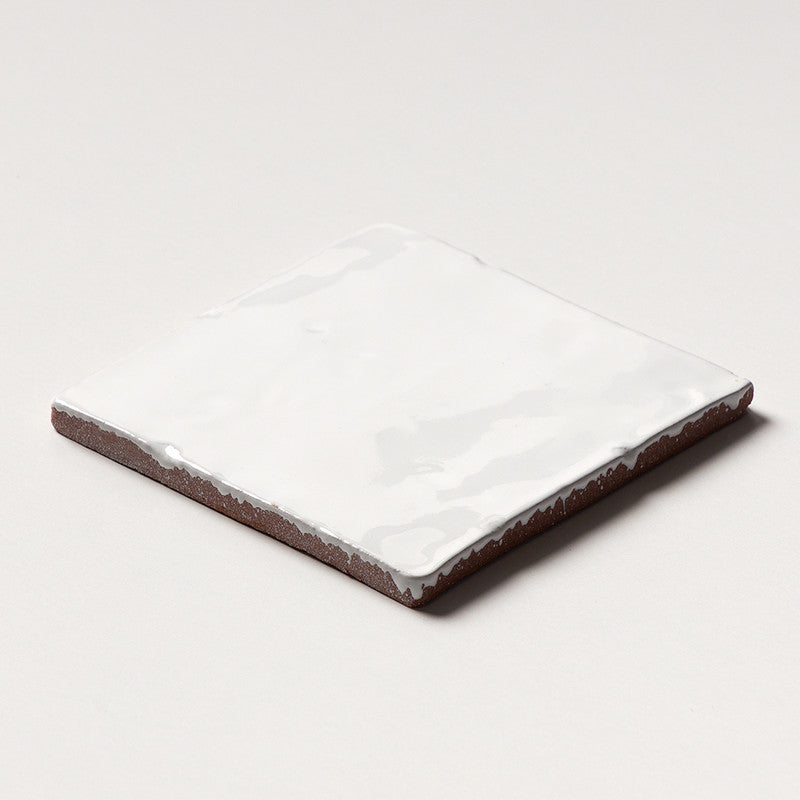 ANTIQUED MALLORCA: White Square Glazed Terracotta Field Tile (6"x6"x3/8" | glossy)