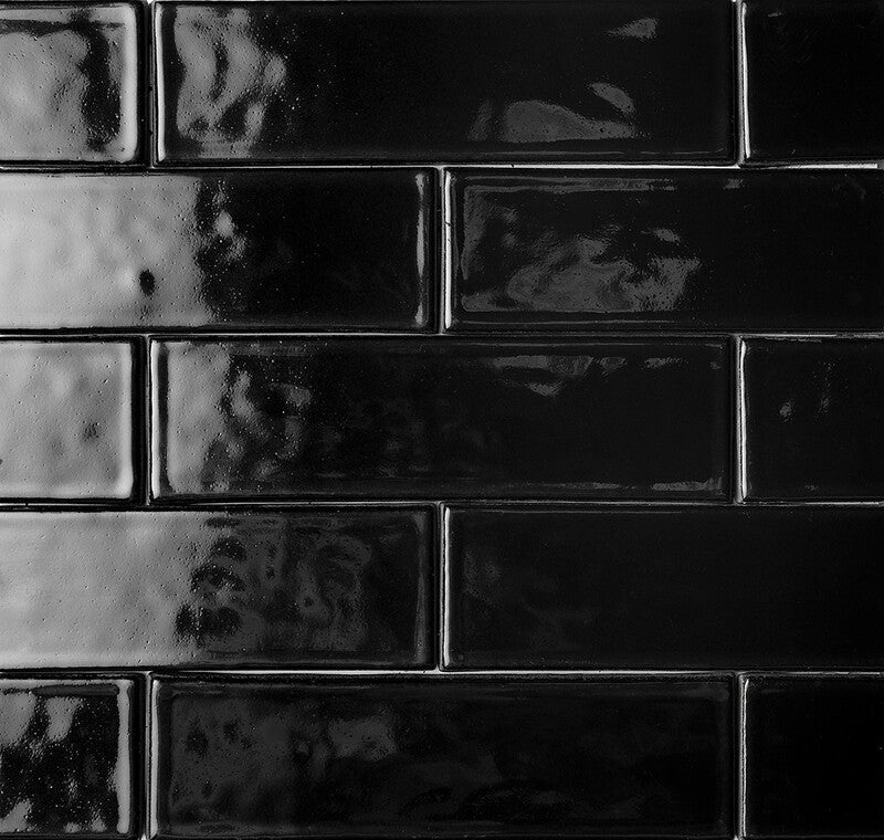 FORTE BRICK STUDIO: Black Rectangle Field Tile (glossy | 2"x7"x1/4" | straight cut)