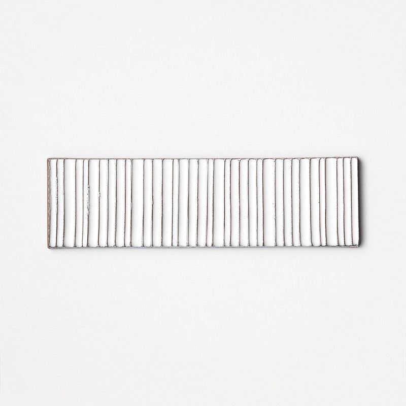 FORTE BRICK STUDIO: Royal White Staccato Field Deco Tile (glossy | 2"x7"x1/4" | straight cut)