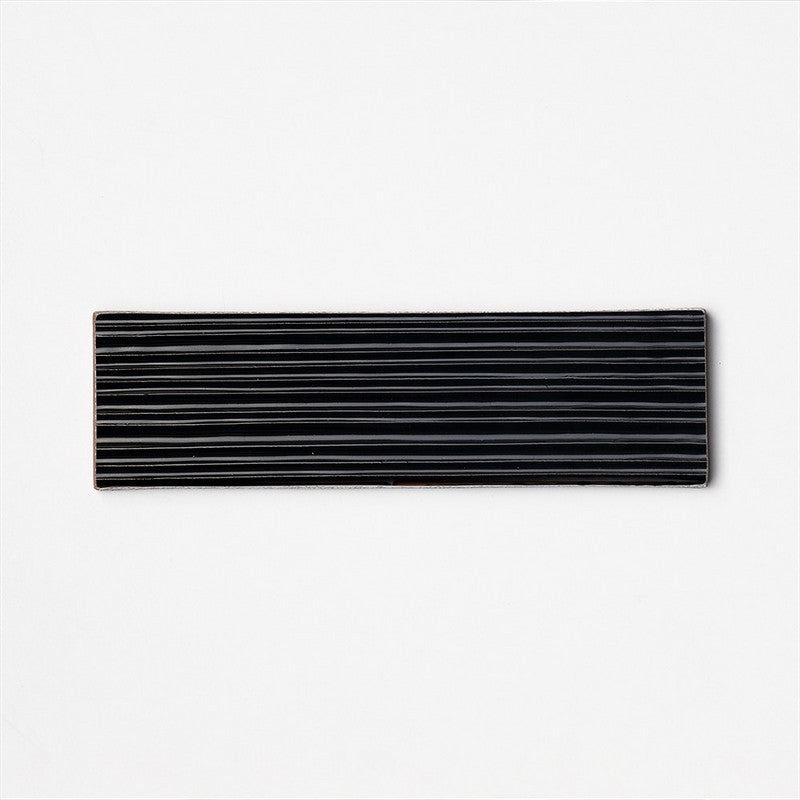FORTE BRICK STUDIO: Black Legato Field Deco Tile (glossy | 2"x7"x1/4" | straight cut)