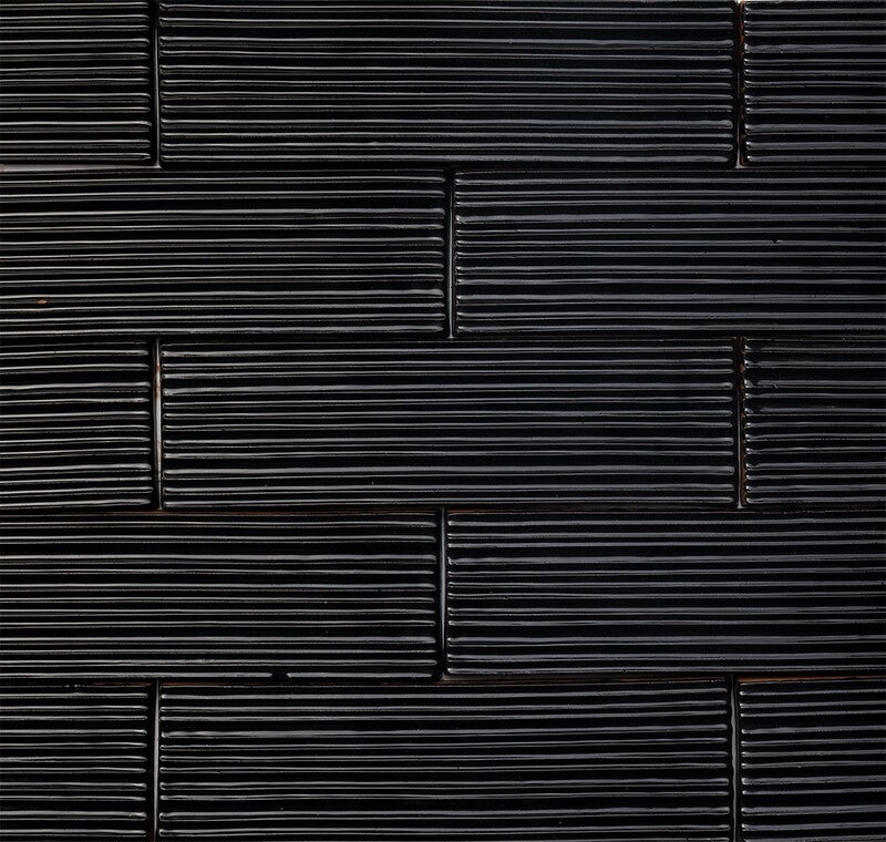 FORTE BRICK STUDIO: Black Legato Field Deco Tile (glossy | 2"x7"x1/4" | straight cut)