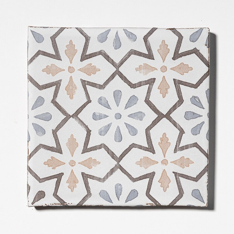 LEITMOTIF: Petal Promenade Glazed Terracotta Field Deco Tile (6"x6"x3/8" | matte)