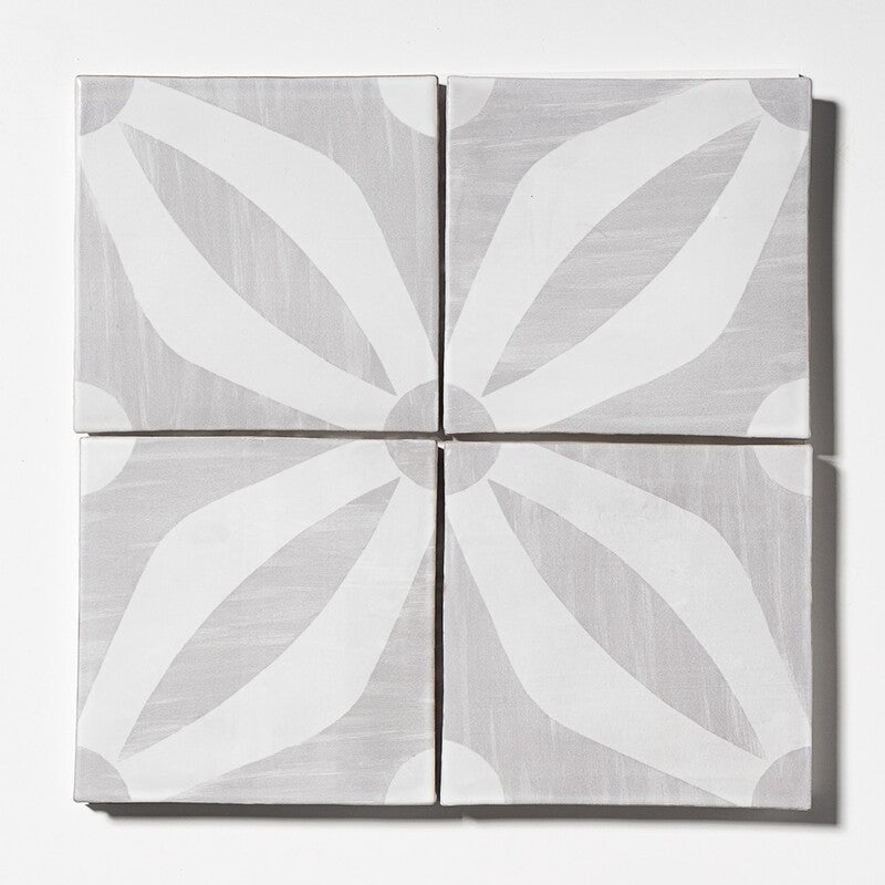 LEITMOTIF: Dogwood Dance Glazed Terracotta Field Deco Tile (6"x6"x3/8" | matte)