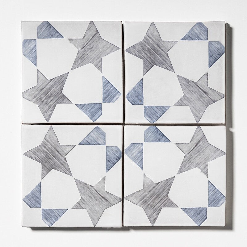 LEITMOTIF: Spinning Stars Glazed Terracotta Field Deco Tile (6"x6"x3/8" | matte)