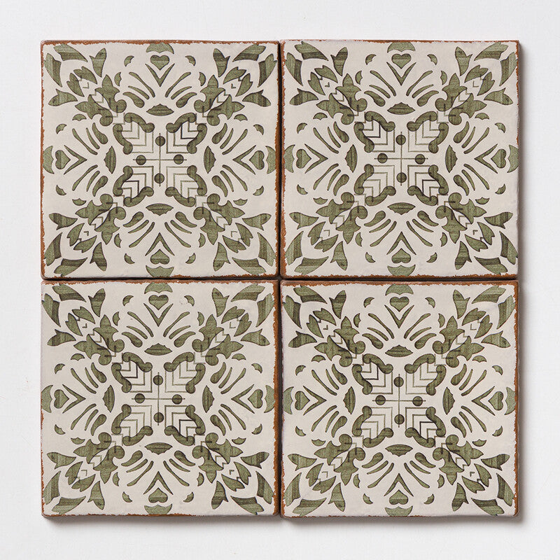 SEINE: Daphne Glazed Terracotta Field Deco Tile (6"x6"x3/8" | matte)