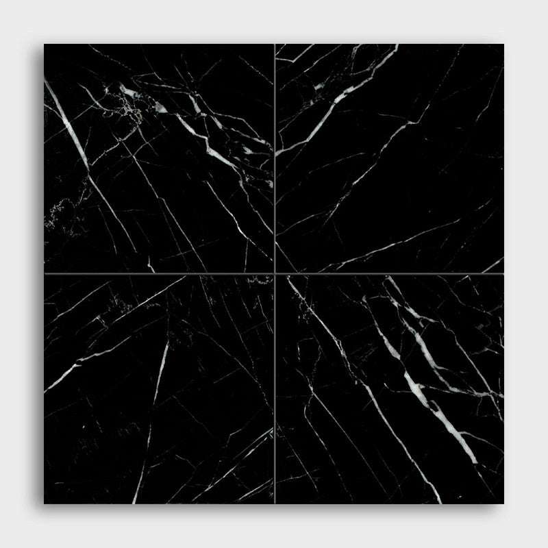 CHINA BLACK : Square Field Tile (polished | 12"x12"x3/8" | beveled)