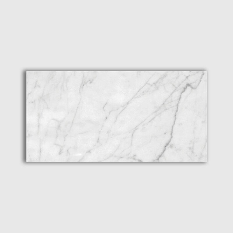 WHITE CARRARA : Rectangle Field Tile (honed | 12"x24"x3/8" | straight cut)