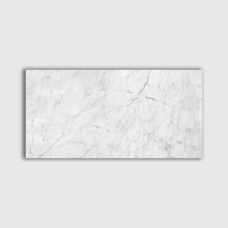 WHITE CARRARA : Rectangle Field Tile (polished | 12"x24"x3/8" | straight cut)