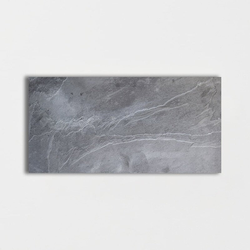 EMBER ASH SLATE: Rectangle Field Tile (natural cleft | 12"x24"x3/8" | straight cut)