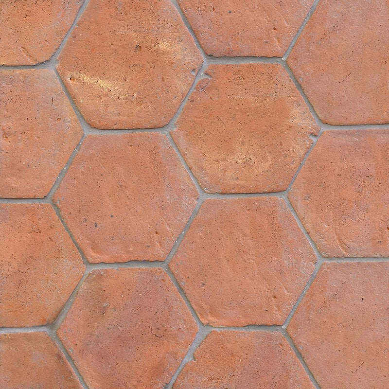 COTTO MED: Red Hexagon Natural Terracotta Field Tile (6"x6"x3/4" | matte)