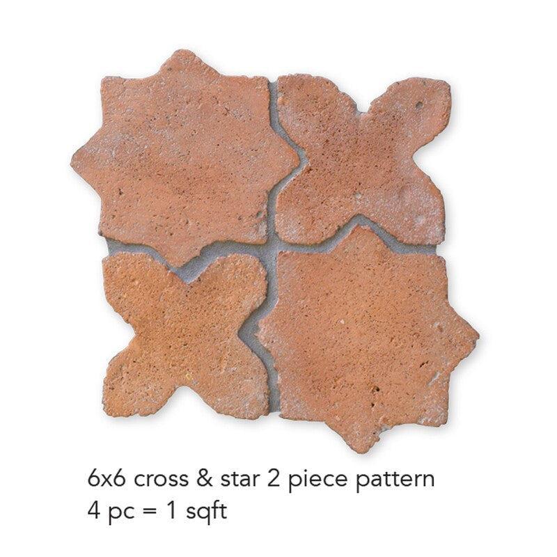 COTTO MED: Red Cross Natural Terracotta Field Tile (6"x6"x3/4" | matte)