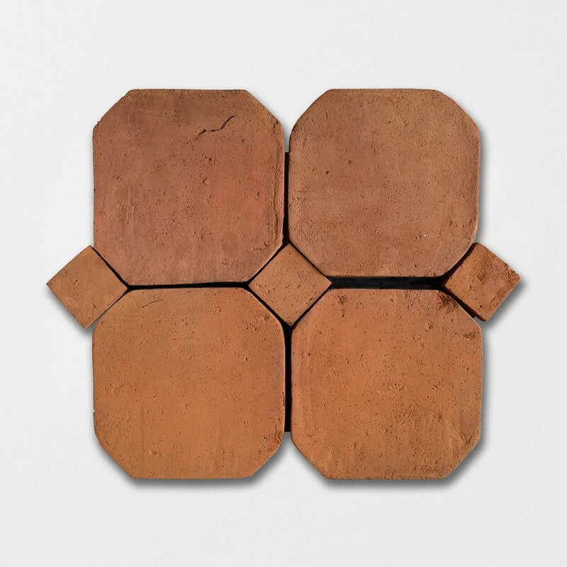 COTTO MED: Red Octagon Natural Terracotta Field Tile (8"x8"x3/4" | matte)