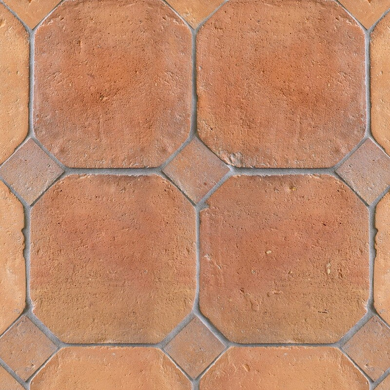 COTTO MED: Red Octagon Natural Terracotta Field Tile (8"x8"x3/4" | matte)